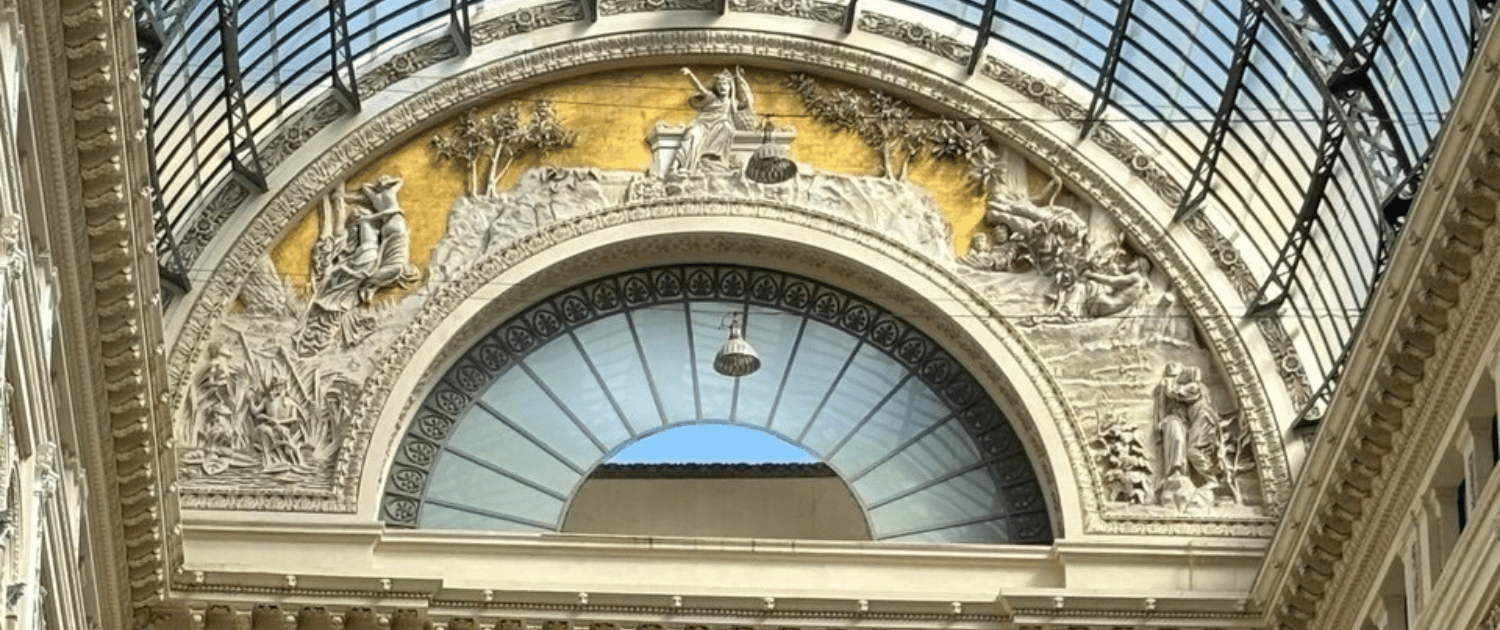 Detail of the Galleria Umberto I in Naples, Merqurio's headquarters